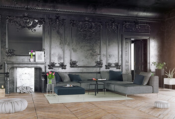 Fototapeta premium Black style luxury interior.