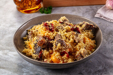 Traditional couscous with lamb and vegetables