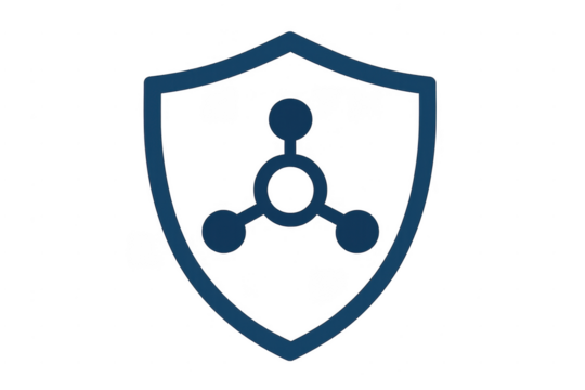 Shield icon protecting data network and cyber security