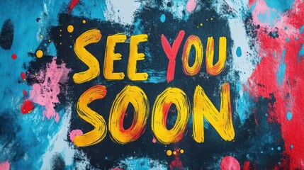 Colorful painted "See you soon" message.