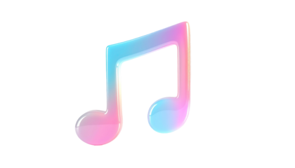 A glowing, colorful musical note icon on a black background
