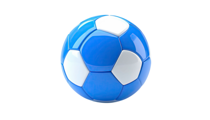 A photorealistic soccer ball rendered with blue and white panels