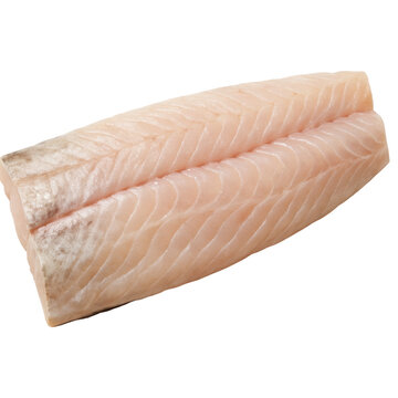 Raw pollock fillet with fresh texture and natural color, perfect for cooking or seafood dishes
