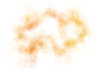 Warm-colored smoke cloud with soft diffuse texture and central white area on transparent background for abstract design