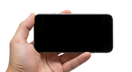 Close-up of a person holding a modern smartphone horizontally, ready for content engagement and digital connection