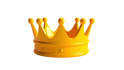 3D render of a glossy gold crown against a black background, high detail
