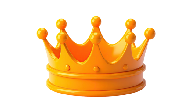 Shiny, golden crown with rounded spikes and gems, isolated on black