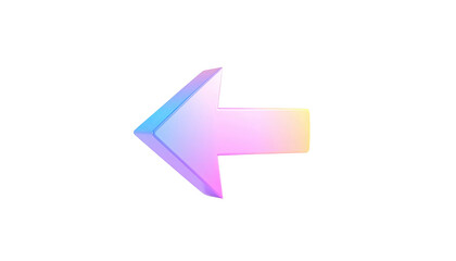 A vibrant, three-dimensional, iridescent arrow pointing left against a black background