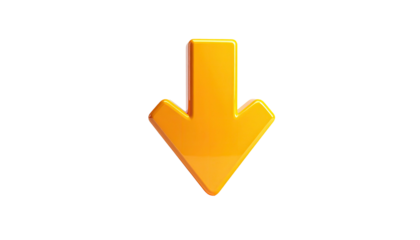 Shiny, orange arrow pointing downwards against a black background