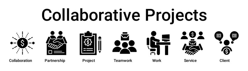 Collaborative Projects banner web icon vector illustration concept for business with icon of Collaboration, Partnership, Project, Teamwork, Work, Service.