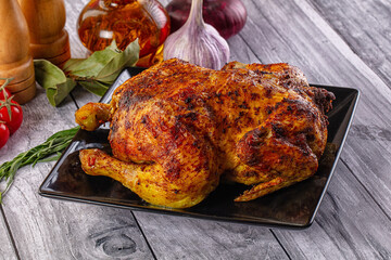 Hot tasty grilled whole chicken