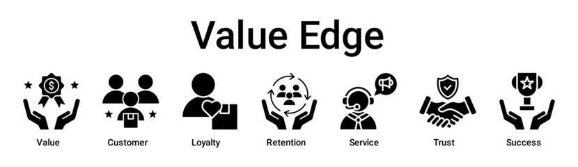 Value Edge banner web icon vector illustration concept for business with icon of Value, Customer, Loyalty, Retention, Service, Trust.