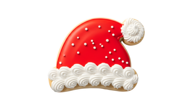 Santa Hat Cookie, isolated on transparent background