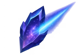 Cosmic galaxy crystal gem with magic energy trail