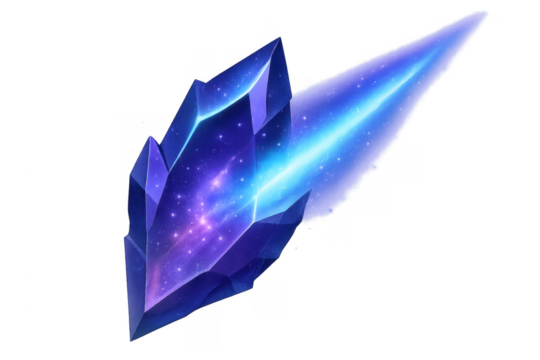 Cosmic galaxy crystal gem with magic energy trail