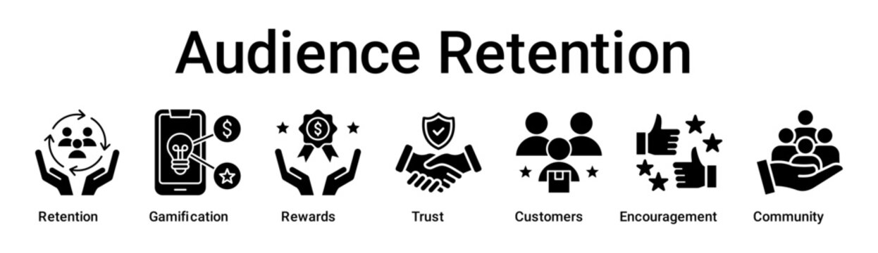 Audience Retention banner web icon vector illustration concept for business with icon of Retention, Gamification, Rewards, Trust, Customers, Encouragement.