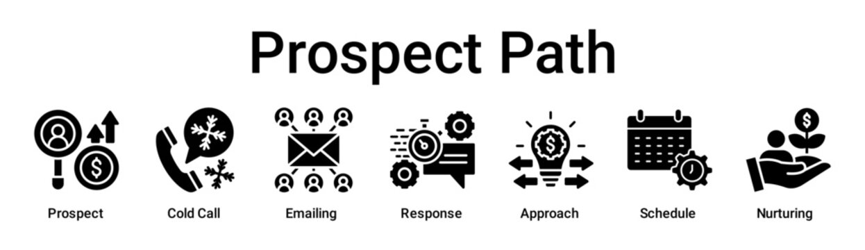 Prospect Path banner web icon vector illustration concept for business with icon of Prospect, Cold Call, Emailing, Response, Approach, Schedule.
