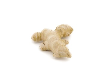 Natural ginger root shown on bright white lighting.