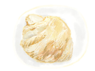 水彩やパステル風の手描きのお皿に乗った北欧シナモンロールイラスト