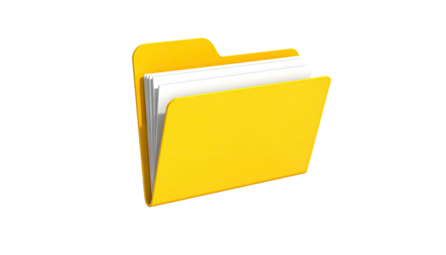 Digital folder icon filled with white papers, on black background