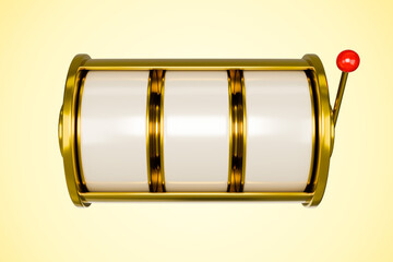 Golden and white slot machine with red ball © Midea 