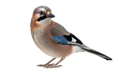 A eurasian jay perched on transparent background
