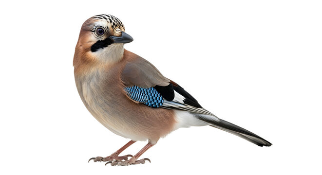 A eurasian jay perched on transparent background