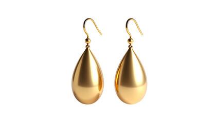 Gleaming gold teardrop earrings against a stark black backdrop, highly polished