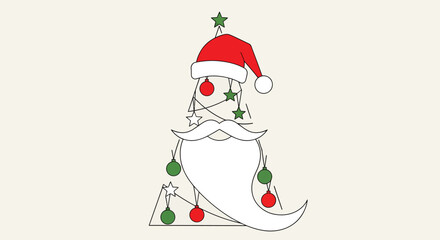 Christmas Tree Santa Claus Illustration, Holiday Festive Design