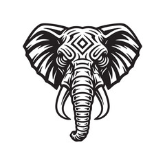 Obraz premium Majestic elephant head with tribal patterns evokes strength, wisdom, and African heritage perfect for logos, branding, and cultural designs that stand out boldly