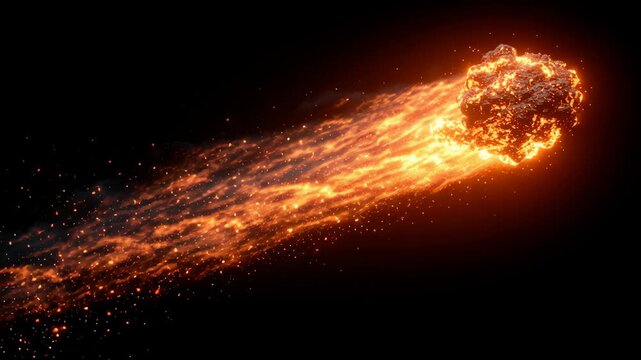 Fiery Meteor Blazing Across the Night Sky