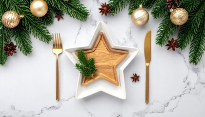 Golden Christmas table decoration with sweets abstract illustration

