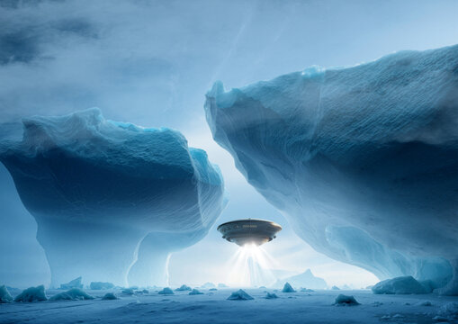 UAP flying in Antarctica, illustration