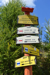 drogowskaz na drodze na Sławkowski Szczyt niebieskim szlakiem