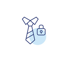 Suit tie and lock. Secure business, private employee information. Pixel perfect, editable stroke vector icon