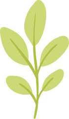 Cute Green Leaf Branch Illustration