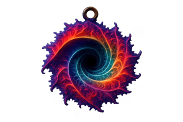 Fractal swirl pendant with glowing neon colors