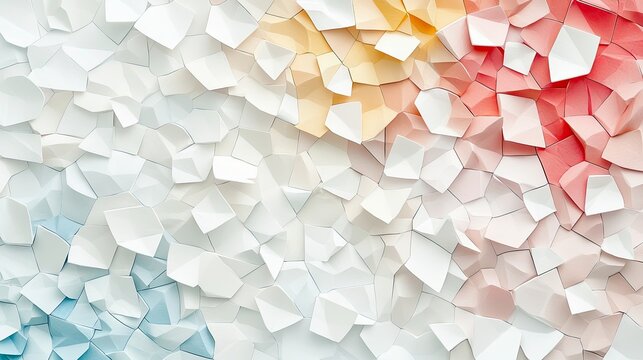 A textured abstract background with a gradient of pastel colors, featuring irregular geometric shapes and sharp angles.