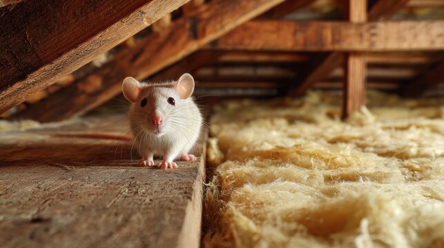 Rat Seen in Home Insulation Present in Attic Space While Foraging for Food and Shelter