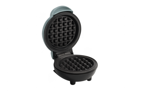 Portable electric waffle maker opening for breakfast cooking
