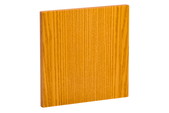 Square wooden panel with vertical grain texture for furniture design isolated with transparent background