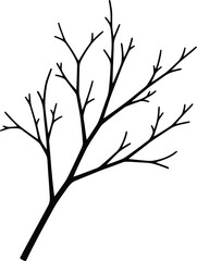 Bare branch twig winter nature minimalist silhouette isolated vector