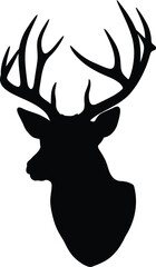 Naklejka premium Majestic stag silhouette hunting wildlife animal head antlers vector art vector