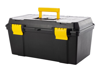 Heavy Duty Toolbox With Yellow Latches And Handle For Storage And Organization