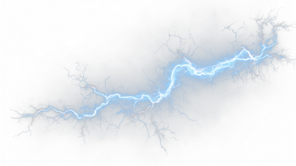 Blue lightning neon PNG. Vivid blue electric bolt cutting through a dark sky. Perfect overlay for futuristic or sci-fi themed designs.