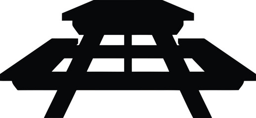 Silhouette of picnic table outdoor furniture vector