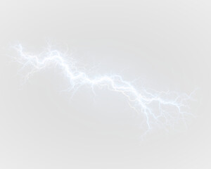 Blue lightning bolt PNG. A sharp electric strike lights up a dark clouded sky. Use as overlay to enhance dynamic storm visuals.