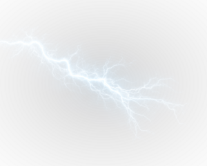 Electric storm PNG. Bright white lightning streaks across a stormy night sky. Perfect for dramatic weather overlays on any dark scene.