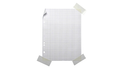 A grid-lined paper sheet is taped to a surface, with tears along the left edge