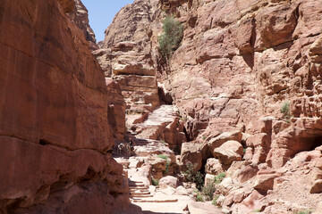 Trail to Ed-Deir, The Monastery, at Petra, the ancient city and archaeological site in southern Jordan